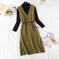 Bottomed shirt + knee length woolen dress set  4461