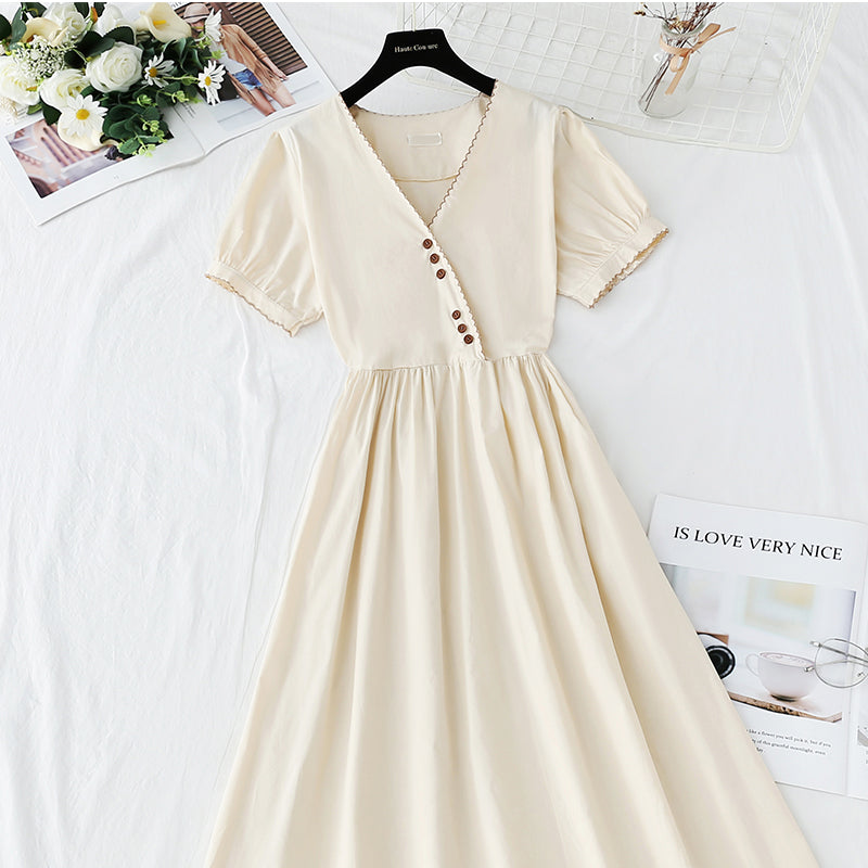 New tea break waist Cotton Linen Skirt long A-line skirt  4253