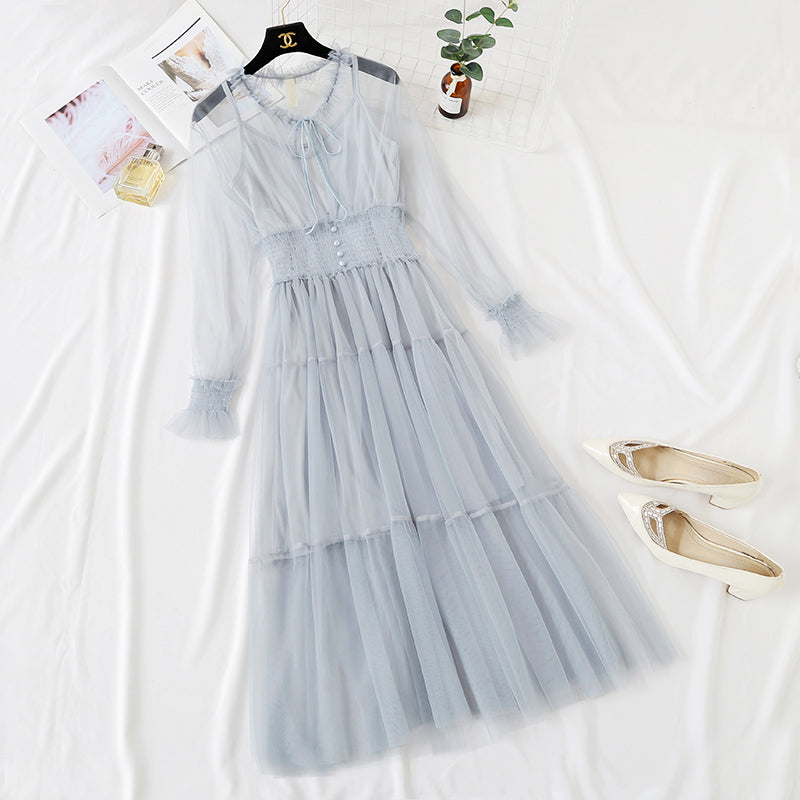 Lace mesh dress is very retro  4315