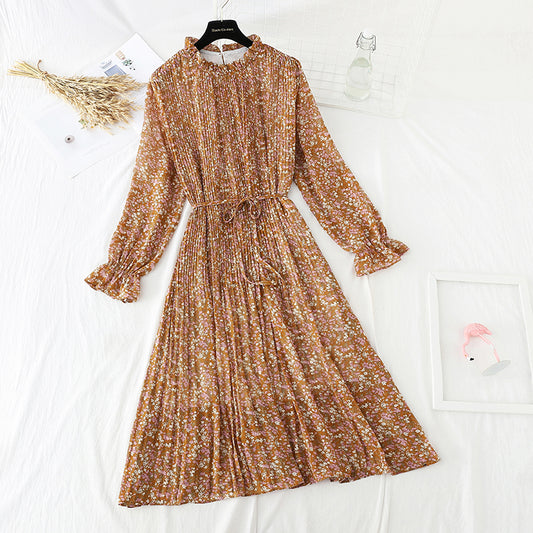 Pleated lace up waist over knee with bottom skirt  4053