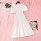Narrow waist, slim temperament, bubble sleeves, small Hepburn skirt  4148