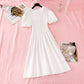 Narrow waist, slim temperament, bubble sleeves, small Hepburn skirt  4148