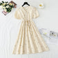Cotton linen dress embroidered first love tea break skirt  4273