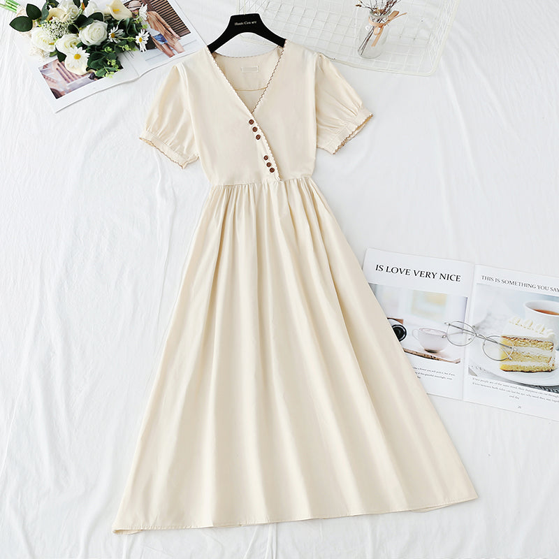 New tea break waist Cotton Linen Skirt long A-line skirt  4253