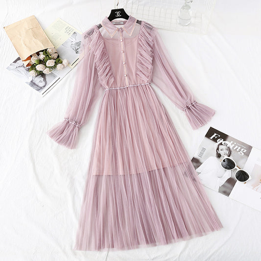 Sanftes Windfee-Superfee-Serien-Mesh-Kleid 3982