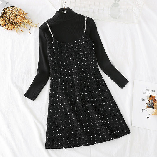 Suspender smart smoked skirt French Platycodon skirt two piece dress  3956