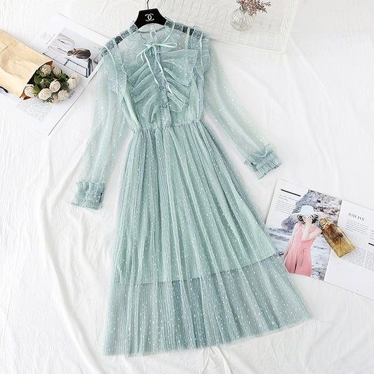 Französischer Feen-Gaze-Rock mit Pailletten im Retro-Stil 3958