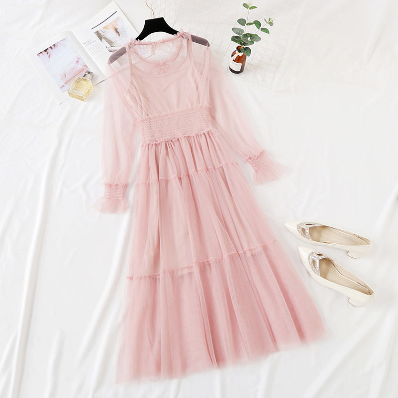 Lace mesh dress is very retro  4315