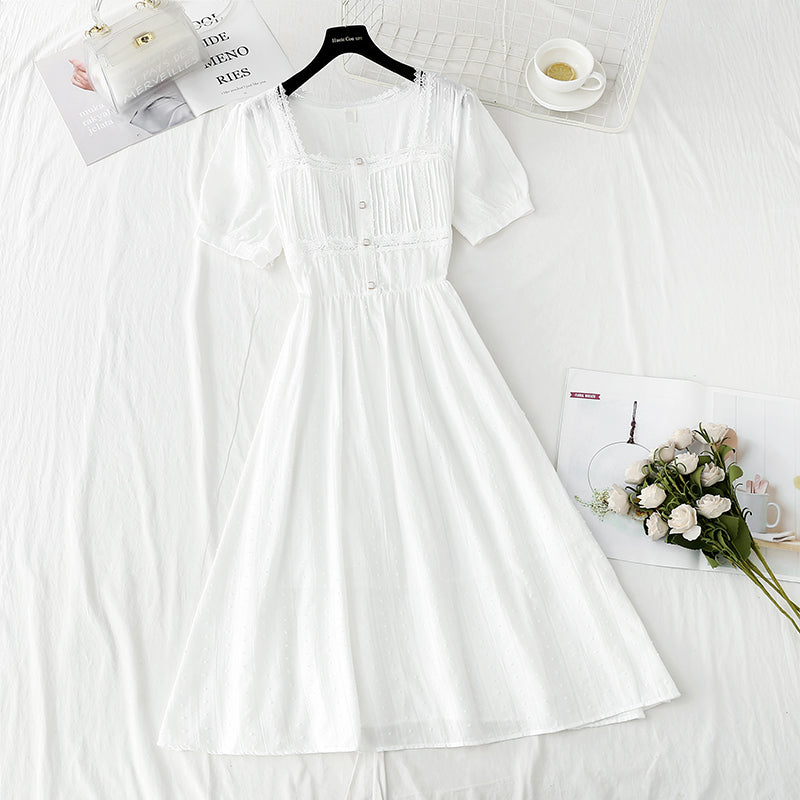 Jupe fine en dentelle à encolure carrée, fermeture à la taille, premier amour 4240