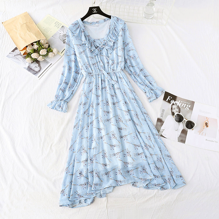 Knee length French Vintage Ruffle bottomed skirt  4001