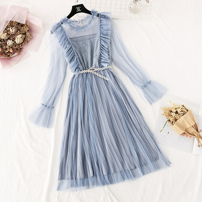 Knielanger französischer Retro-Faltenrock 4043