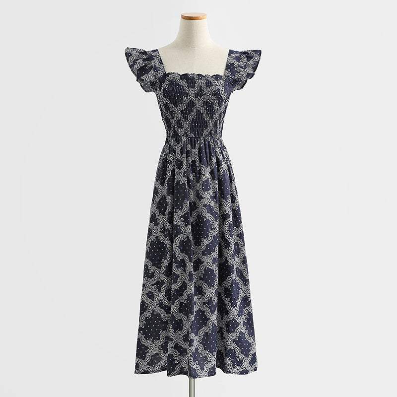 New French floral dress sweet and spicy suspender skirt  4283