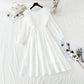 Long sleeved white dress French simple temperament  4225
