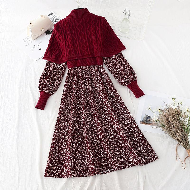 Corduroy stitched knitted dress  4076