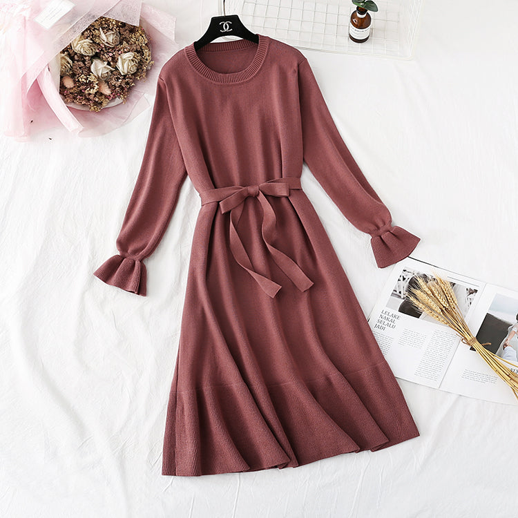 Small fragrance knitted dress French retro fishtail skirt  4482