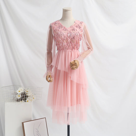 French retro skirt fairy super xiansen waist shows thin temperament  3939