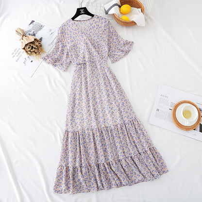 New style temperament, slim waist, French retro lotus leaf skirt  4508