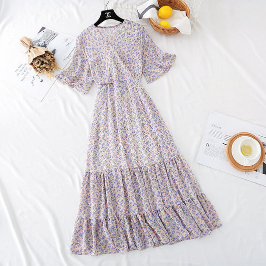 New style temperament, slim waist, French retro lotus leaf skirt  4508