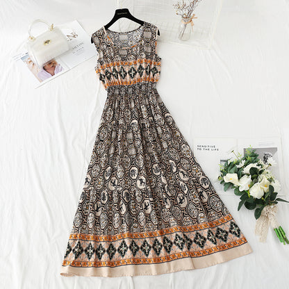 Jupe longue à taille fine et jupe de plage de style national rétro français 4126