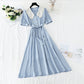 Cotton linen dress French retro fairy long skirt Platycodon grandiflorum skirt  4227