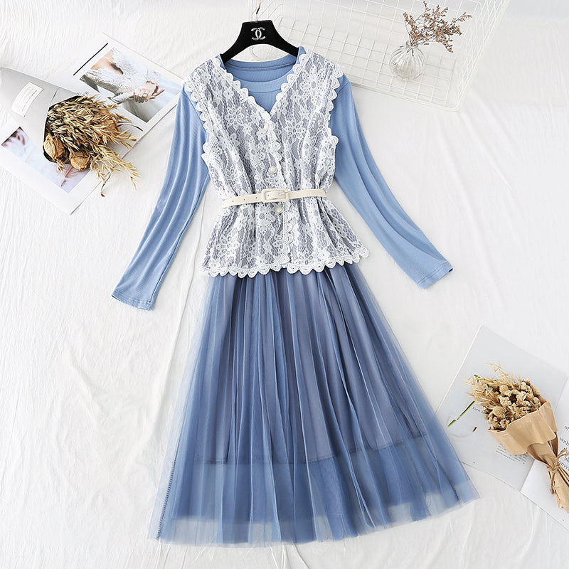 The new waistcoat mesh skirt is light and mature  4023