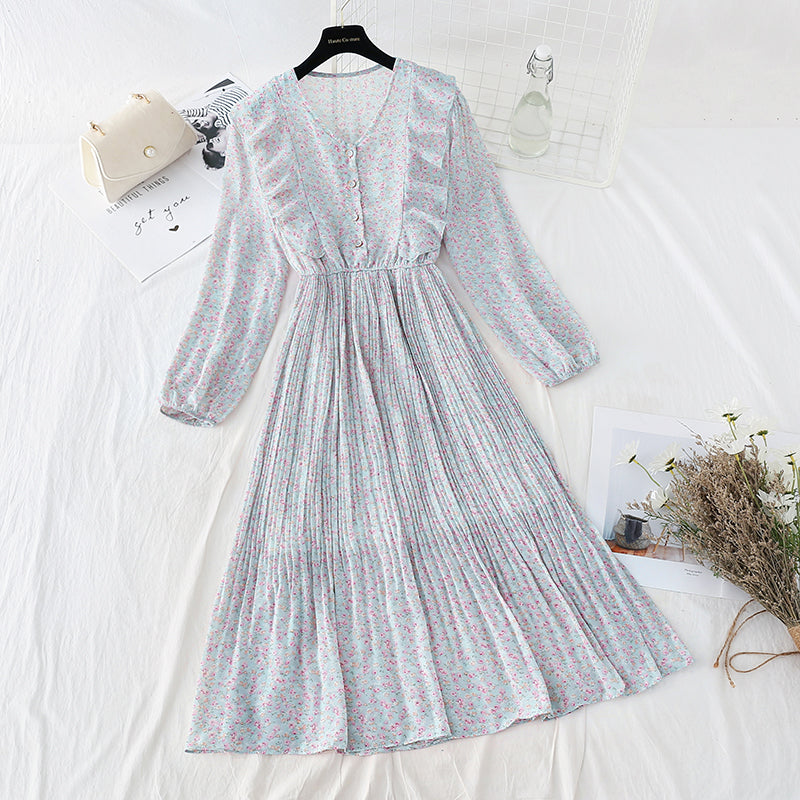 New Ruffle Chiffon Dress pleated skirt  4079