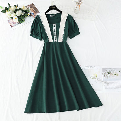 French Retro Tea Break Temperament Taillenlanger Rock A-Linienrock 4249