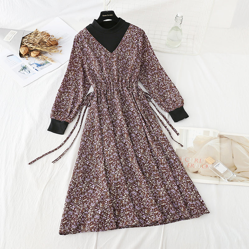 New stitching slim fake two-piece bottomed skirt  4058