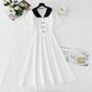 Cotton linen dress sweet bubble sleeve doll collar  4272
