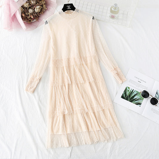 Sanfter Wind Mesh Kuchenboden langer Rock 4005