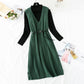 Bottomed shirt + knee length woolen dress set  4461