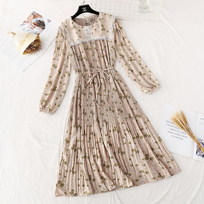 French retro lace doll collar floral skirt  4036