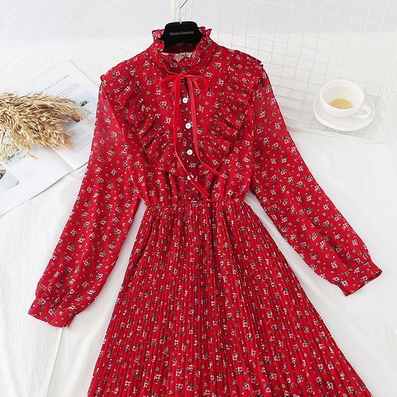 The new waist is slim. Chiffon pleated skirt  4521