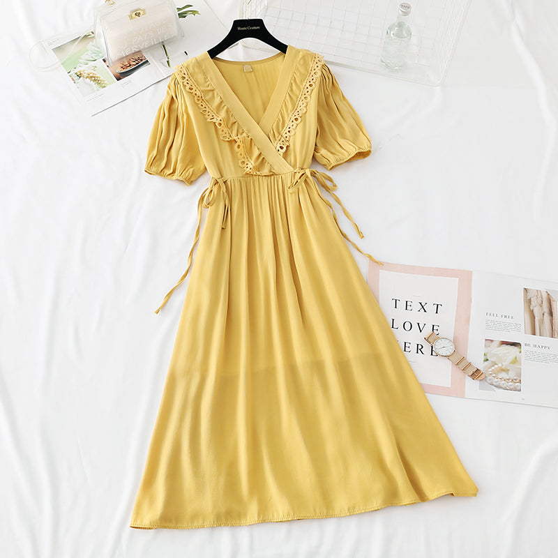 French retro skirt fairy super xiansen lace up waist length skirt  4155