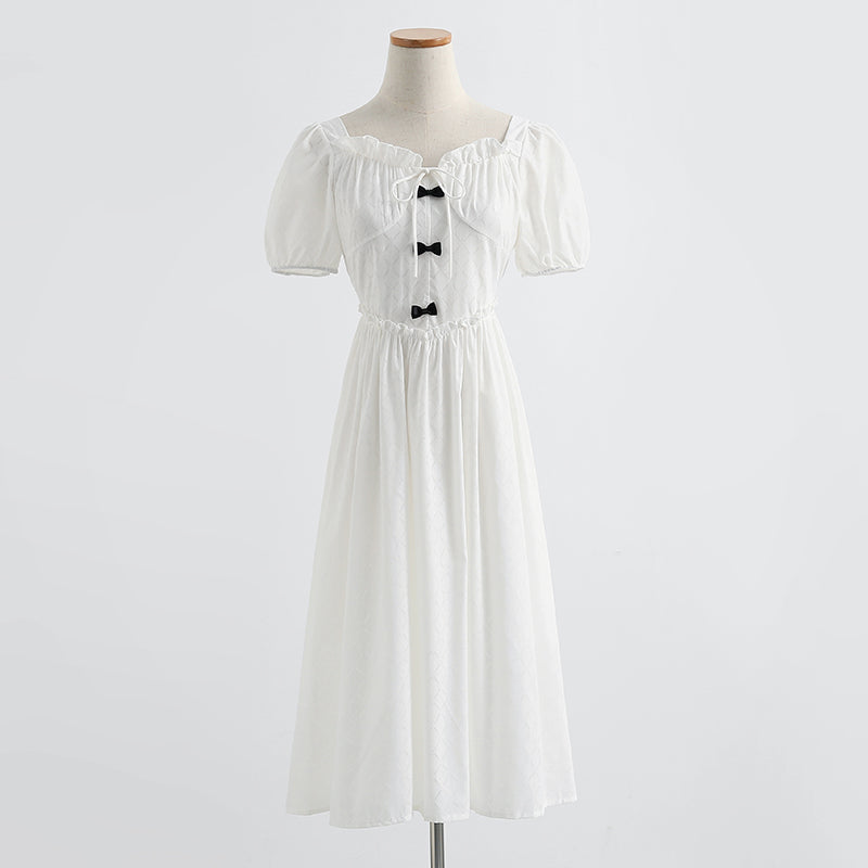 French one line neck bubble sleeve waist narrow skirt  4277