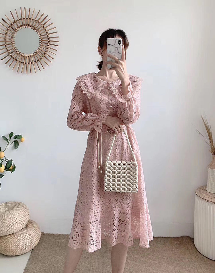 Einfarbiger langer Rock mit Reversausschnitt und Schnürung an der Taille, schmal über dem Knie 3905