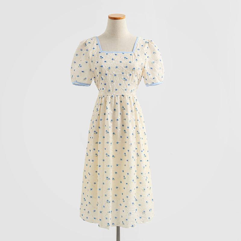 Chiffon embroidered long skirt with slim waist  4280