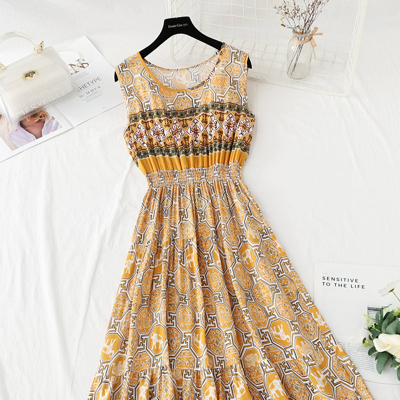 Jupe longue à taille fine et jupe de plage de style national rétro français 4126