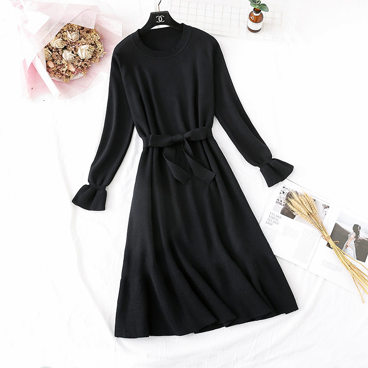 Small fragrance knitted dress French retro fishtail skirt  4482