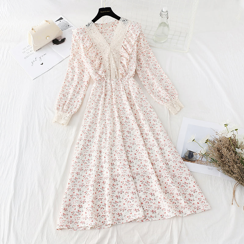 Spitze genähter Chiffonrock zeigt dünnes elastisches Taillentemperament 4080