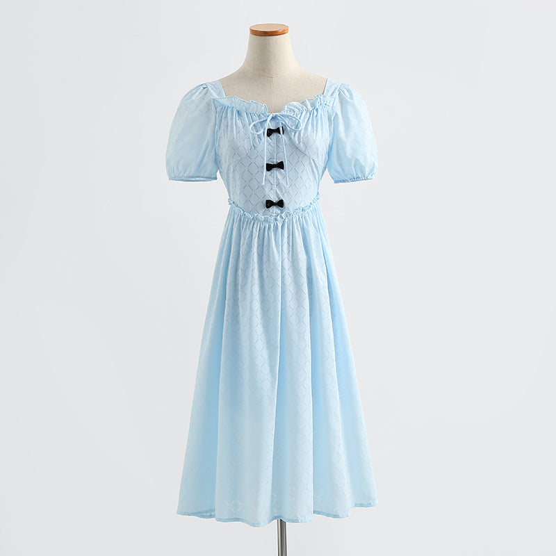 French one line neck bubble sleeve waist narrow skirt  4277