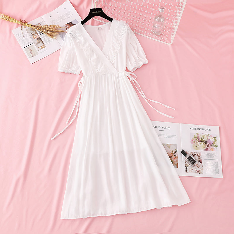 French retro skirt fairy super xiansen lace up waist length skirt  4155