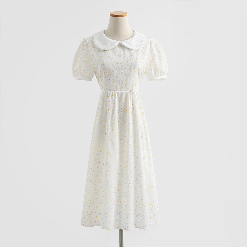 Sweet floral skirt bubble sleeve small A-line skirt  4281