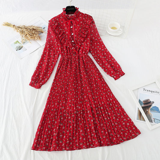 The new waist is slim. Chiffon pleated skirt  4521