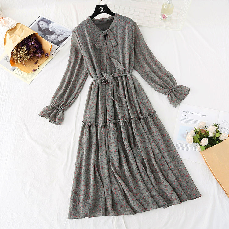 Loose floral French retro skirt fairy super fairy series  4020