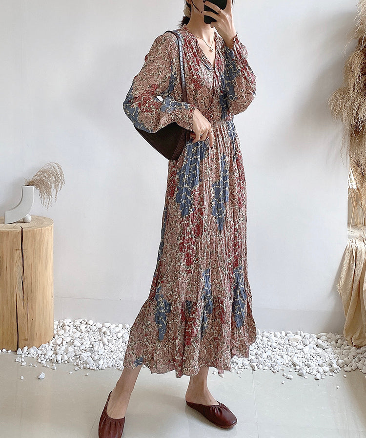 Chiffon knee thin temperament gentle wind FAIRY DRESS Mori Department  3899