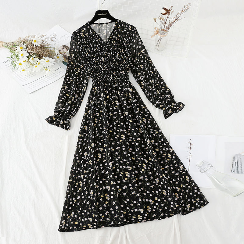 Robe fleurie coupe vent douce jupe slim tempérament slim 4088