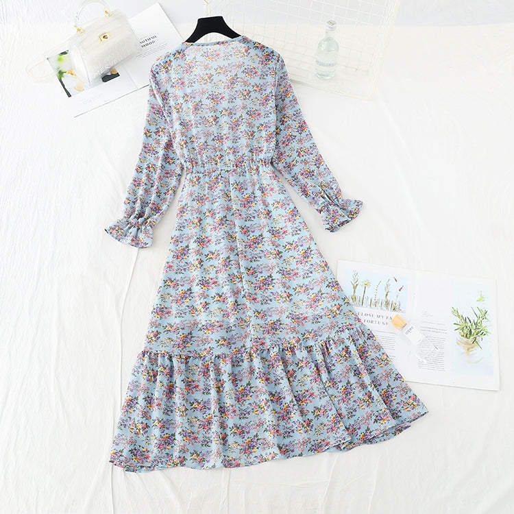 Thin pleated lace up temperament gentle wind long skirt  3867