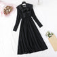 Sweet bow long skirt French retro waist wool skirt  4000