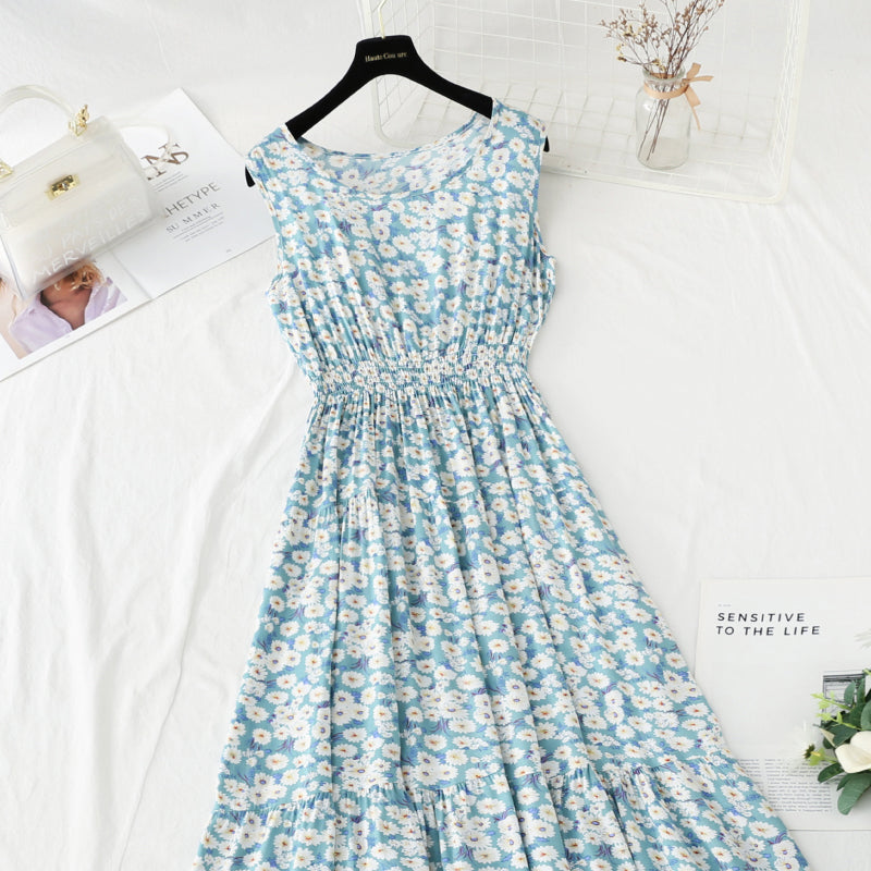 Long skirt with slim waist and French retro national style beach skirt  4231